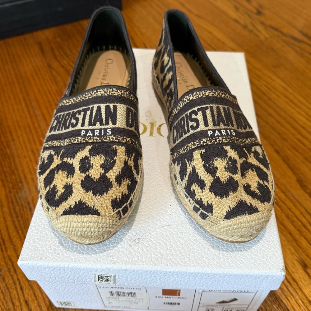DIOR Leopard Print Canvas Espadrilles IT 37